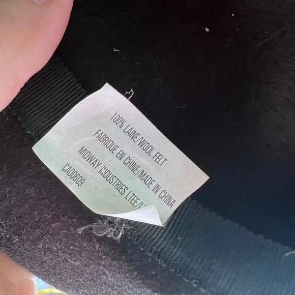 80s Vintage Black Wool Felt Fedora Multi-Colour Rhinestone Wide Brim - Picture 4 of 6